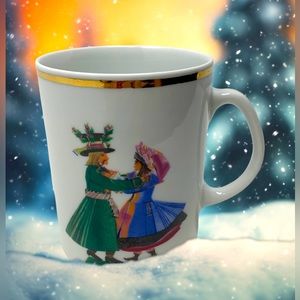 Favolina Polish Folk Dance Mug Vintage Gold Trim 10 oz